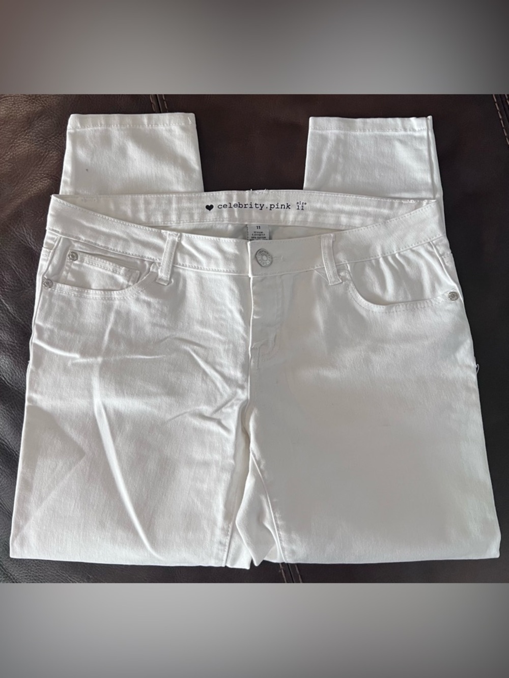 Celebrity pink white jeans size 11